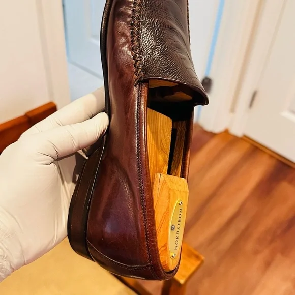 Men's Leather Loafers - Burgundy - Picture 11 of 15